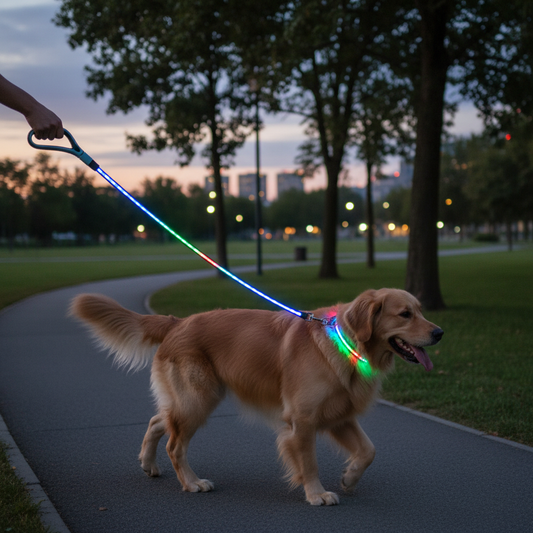 LED Dog Leash on Dog